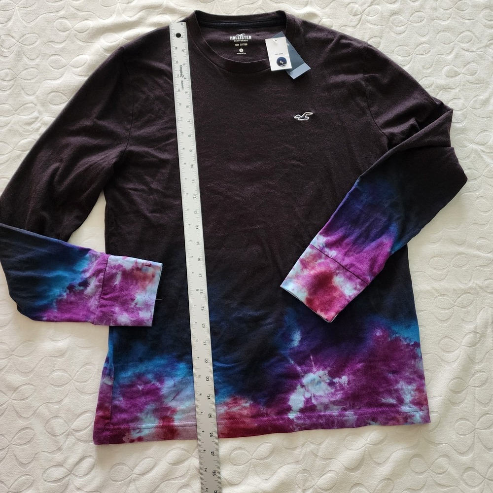 NWT Hollister Men S Long Sleeve T-Shirt Galaxy Tie‎ Dye Alt Grunge Skater Y2K - Picture 8 of 10